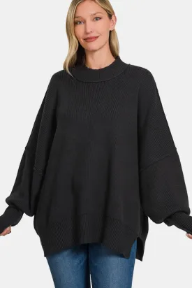 Zenana Side Slit Oversize Sweater