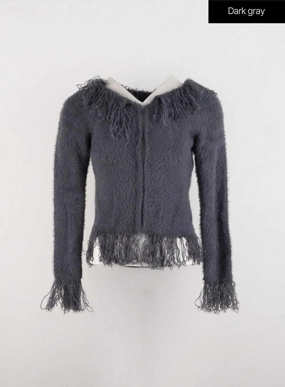 Zip-Up Fringe Cardigan ID305